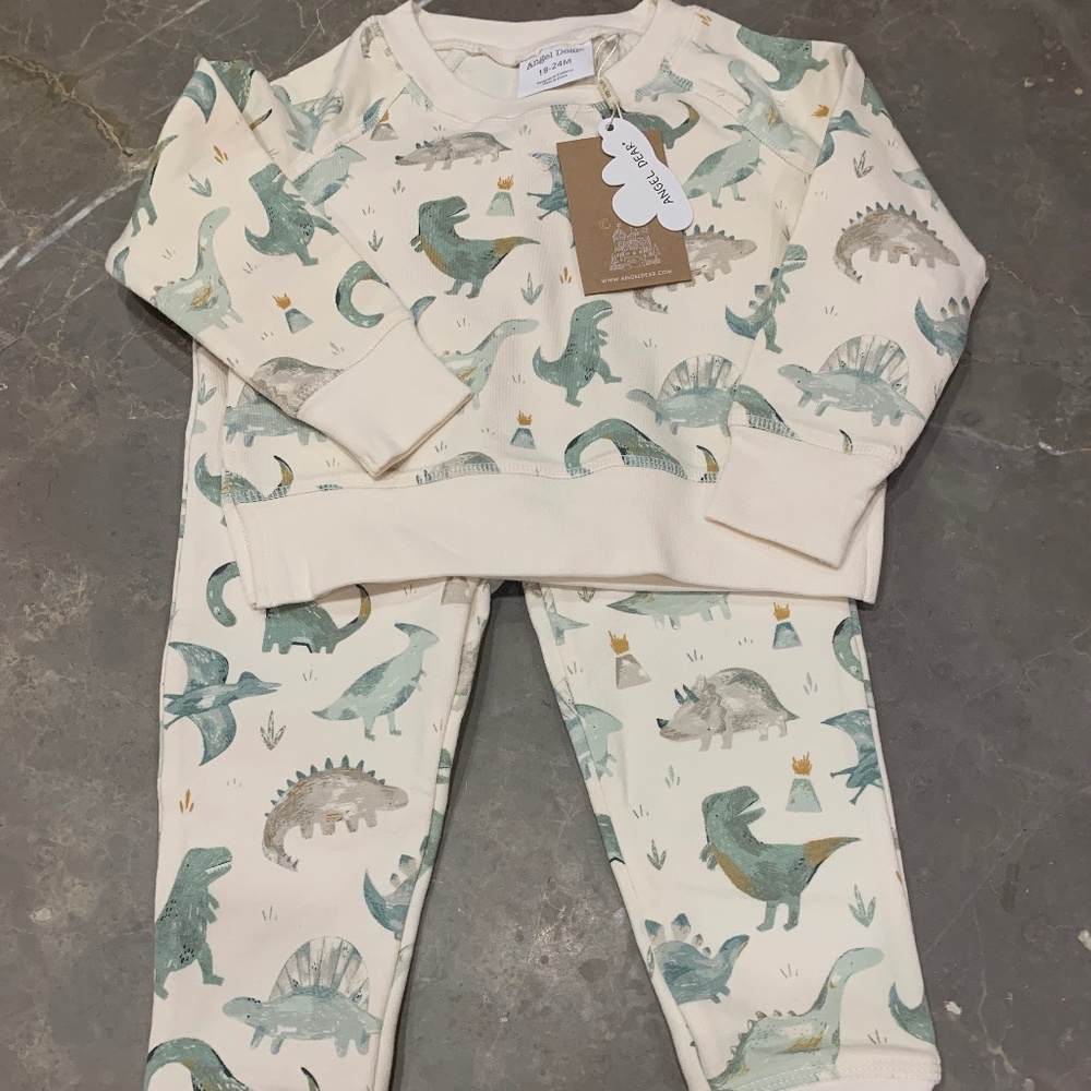 Angel Dear Dino Set, French Terry, Size 18 - 24 months, NEW with tags
